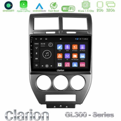 Clarion GL300 Series 4Core Android11 2+32GB Jeep Compass/Patriot 2007-2008 Navigation Multimedia Tablet 10" Με Carplay & Android