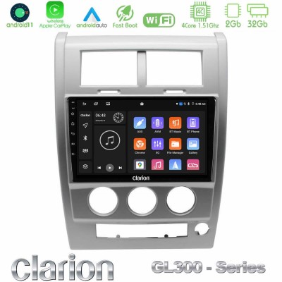 Clarion GL300 Series 4Core Android11 2+32GB Jeep Cherokee (KK) 2008-2012 Navigation Multimedia Tablet 10" Με Carplay & Android A