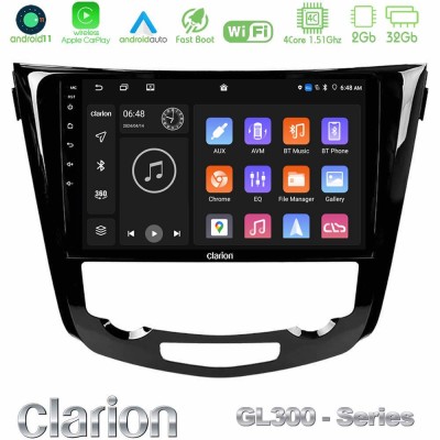 Clarion GL300 Series 4Core Android11 2+32GB Nissan Qashqai J11 (AUTO A/C) Navigation Multimedia Tablet 10" Με Carplay & Android 