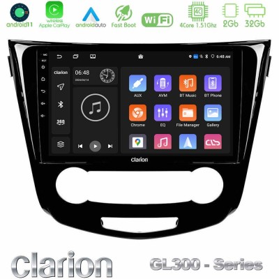 Clarion GL300 Series 4Core Android11 2+32GB Nissan Qashqai J11 (Manual A/C) Navigation Multimedia Tablet 10" Με Carplay & Androi