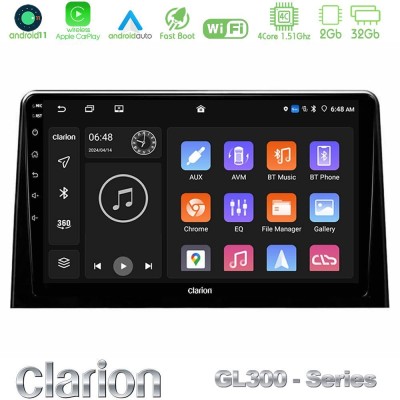 Clarion GL300 Series 4Core Android11 2+32GB Peugeot Partner / Citroen Berlingo 2020- Navigation Multimedia Tablet 10" Με Carplay