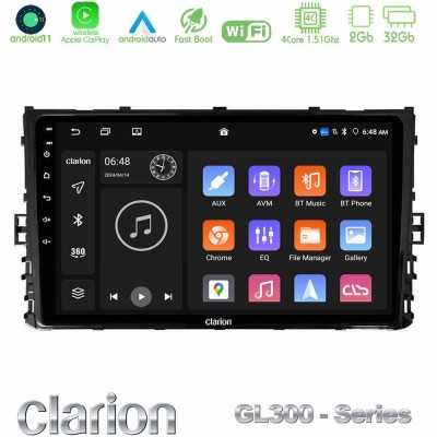 Clarion GL300 Series 4Core Android11 2+32GB VW MQB 2017- Navigation Multimedia Tablet 9" Με Carplay & Android Auto