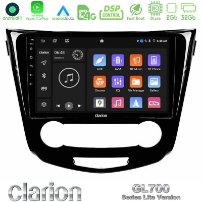 Clarion GL700 Lite Series 8Core Android11 2+32GB Nissan Qashqai J11 (Manual A/C) Navigation Multimedia Tablet 10" Με Carplay & A