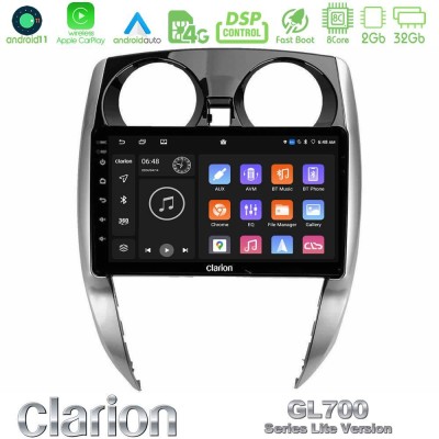 Clarion GL700 Lite Series 8Core Android11 2+32GB Nissan Note 2013-2018 Navigation Multimedia Tablet 10" Με Carplay & Android Aut
