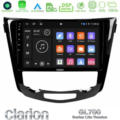 Clarion GL700 Lite Series 8Core Android11 6+128GB Nissan Qashqai J11 (AUTO A/C) Navigation Multimedia Tablet 10" Με Carplay & An