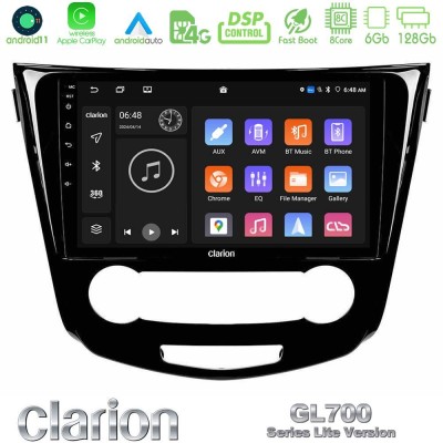 Clarion GL700 Lite Series 8Core Android11 6+128GB Nissan Qashqai J11 (Manual A/C) Navigation Multimedia Tablet 10" Με Carplay & 